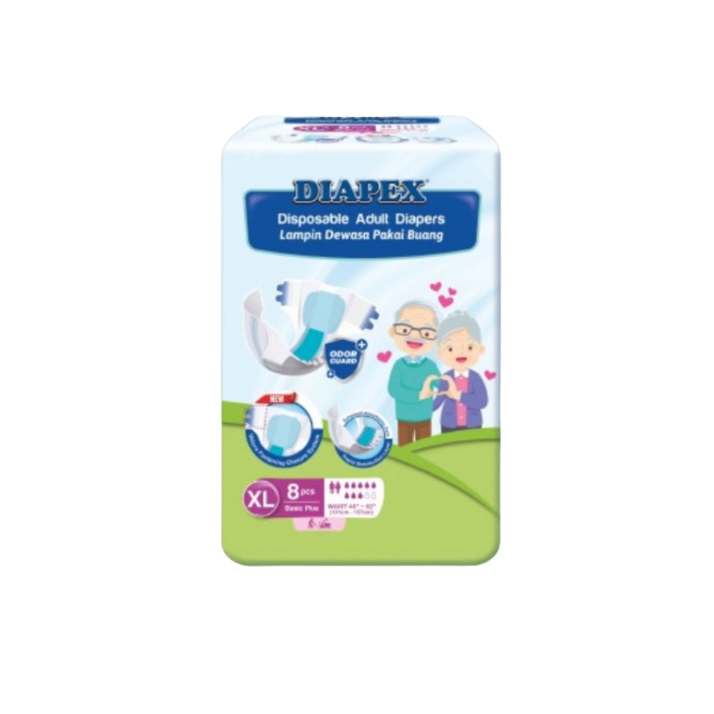 DIAPEX ADULT DIAPERS SIZE XL 8S