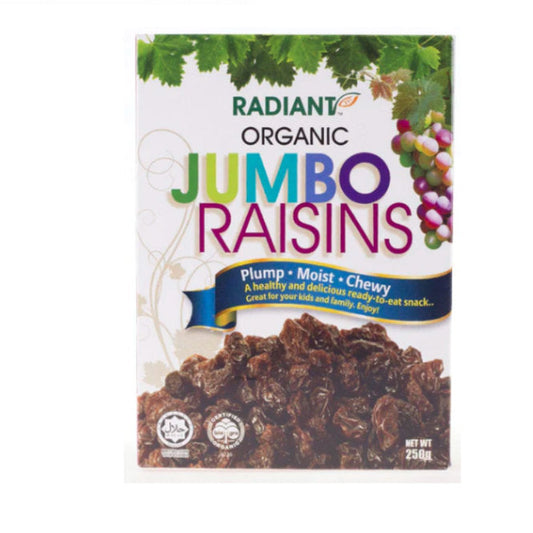 RADIANT ORGANIC JUMBO RAISINS 250G