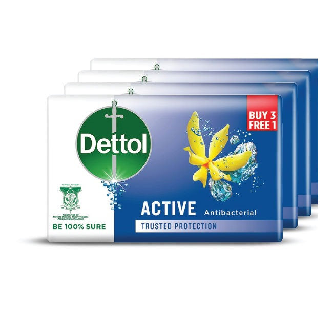 DETTOL BAR SOAP ACTIVE 100G 4S