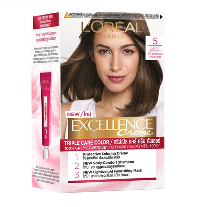 LOREAL EXCELLENCE CREME HAIR COLOUR - 5 NATURAL LIGHT BROWN 1S