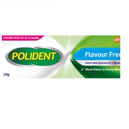POLIDENT FLAVOUR FREE DENTURE ADHESIVE CREAM 20G