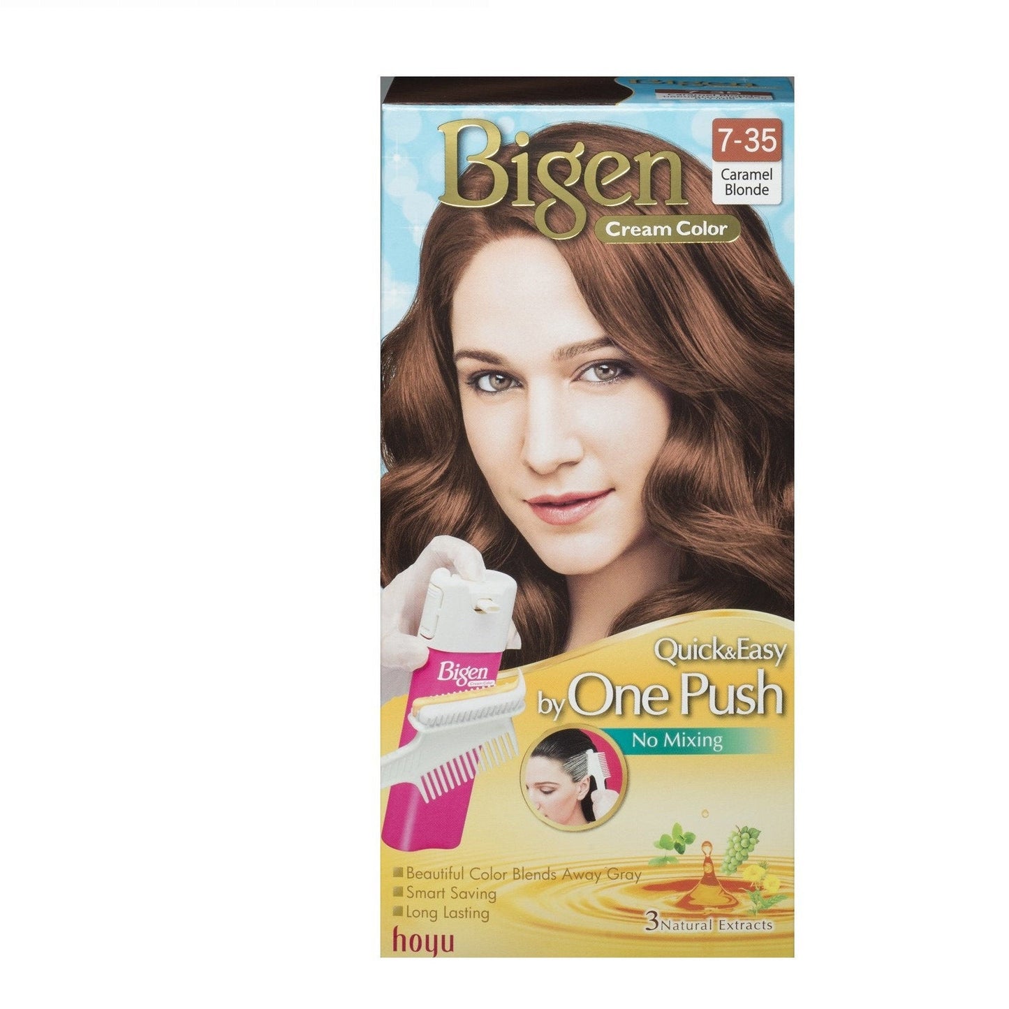BIGEN ONE PUSH HAIR COLOR 7-35 CARAMEL BLONDE