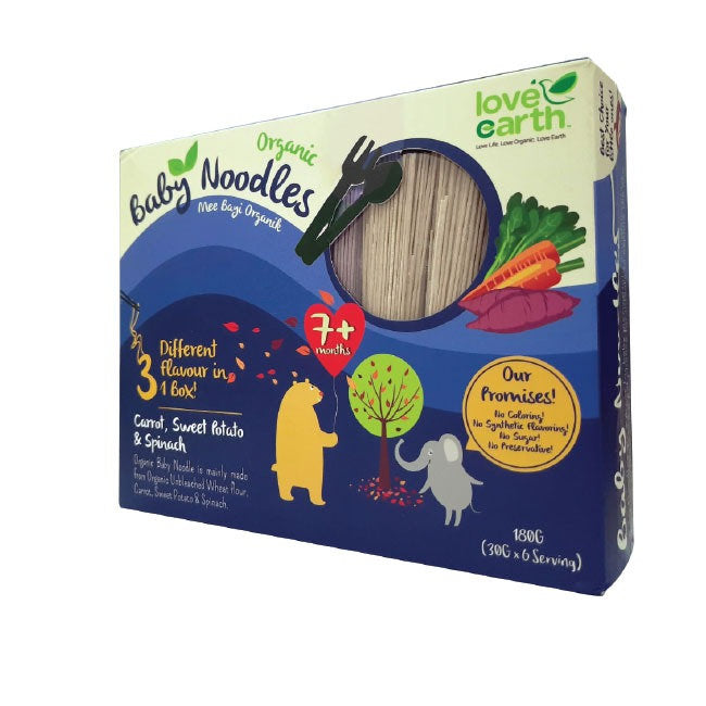 LOVE EARTH ORGANIC BABY NOODLES (CARROT/SPINACH/S POTATO) 180G