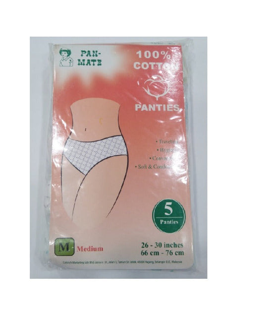PAN-MATE 100% COTTON DISPOSABLE PANTIES M 5S
