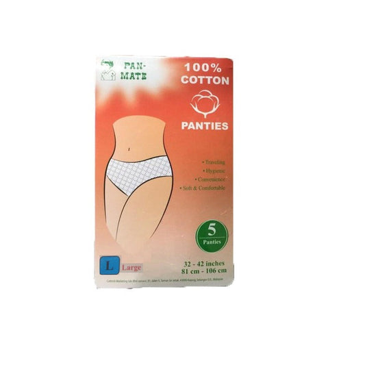PAN-MATE 100% COTTON DISPOSABLE PANTIES L 5S