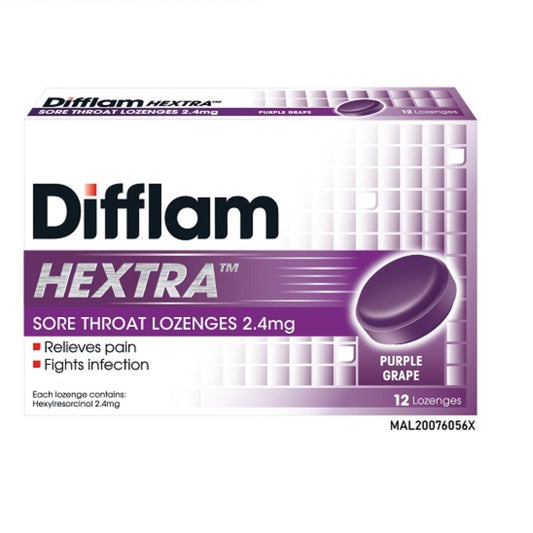 DIFFLAM HEXTRA LOZENGES 12S