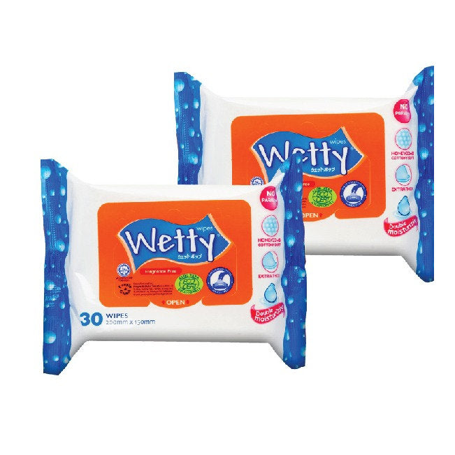 WETTY FRAGRANCE-FREE WET WIPES 30SX2