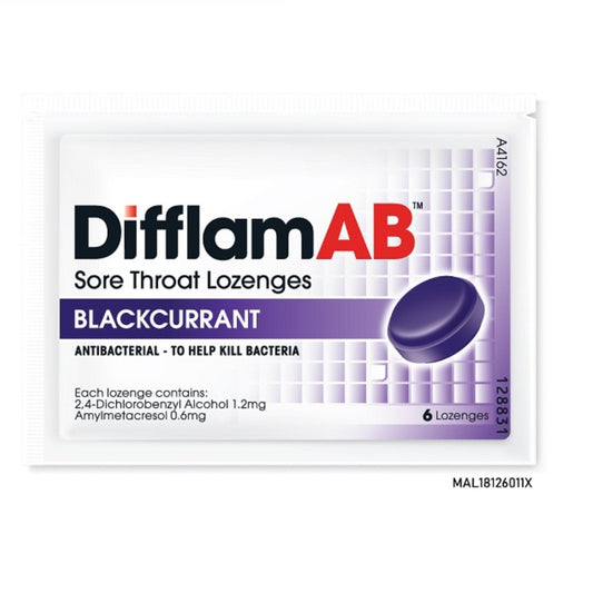 DIFFLAM AB LOZENGES BLACKCURRANT 6S