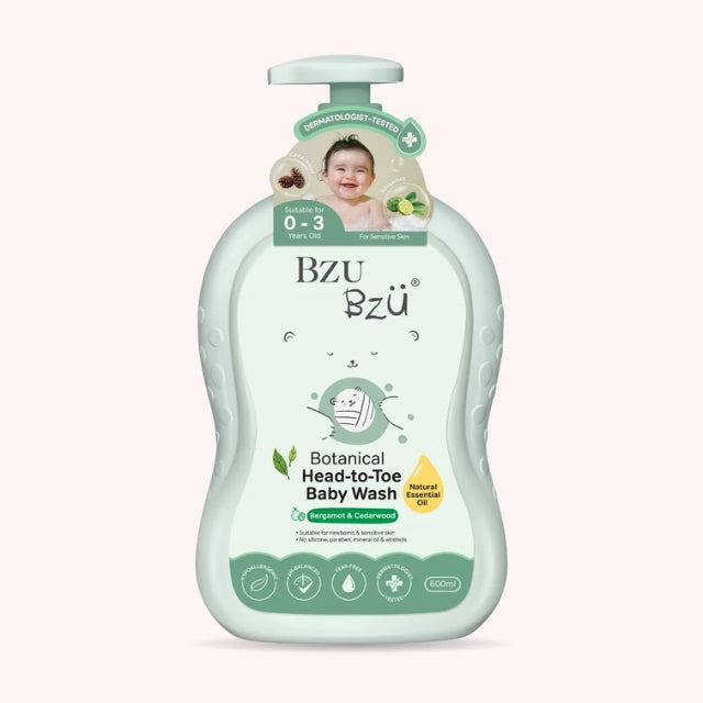 BZU BZU BOTANICAL HEAD-TO-TOE BABY WASH BERGAMOT & CEDARWOOD 600ML