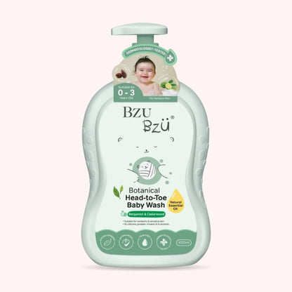 BZU BZU BOTANICAL HEAD-TO-TOE BABY WASH BERGAMOT & CEDARWOOD 600ML
