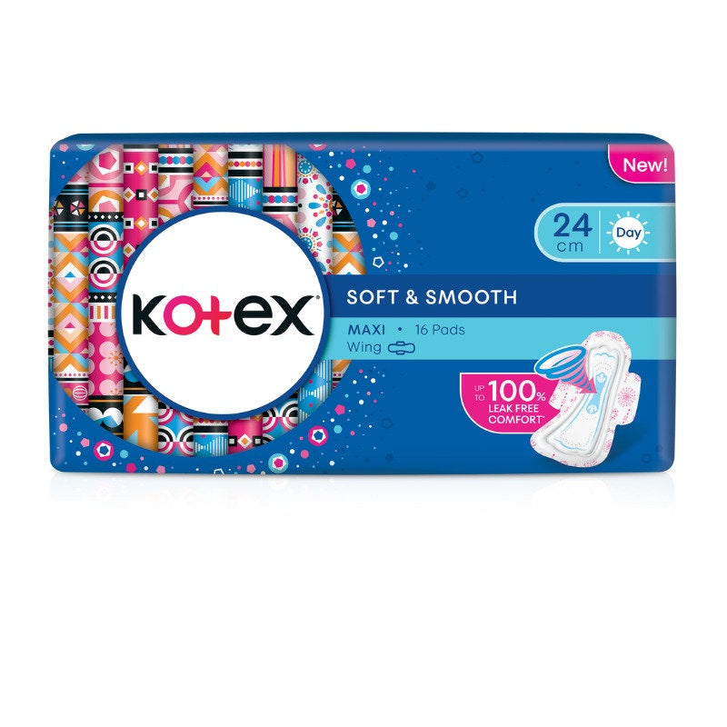 KOTEX SOFT & SMOOTH MAXI WING 24CM 16S