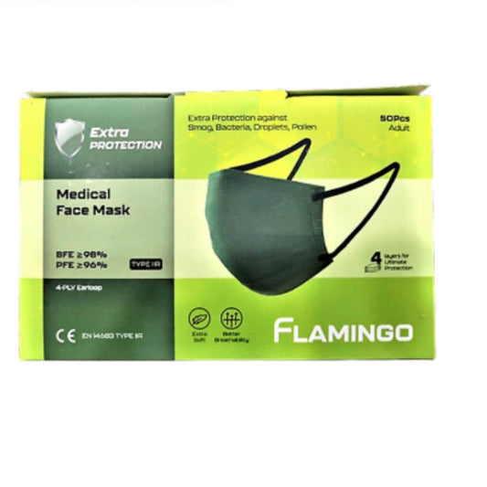 FLAMINGO 4PLY TYPE IIR FACE MASK (TRFM-GREEN) (GREEN COLOR) 50S