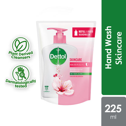 DETTOL ANTIBACTERIAL HAND WASH LIQUID SKINCARE REFILL 225ML