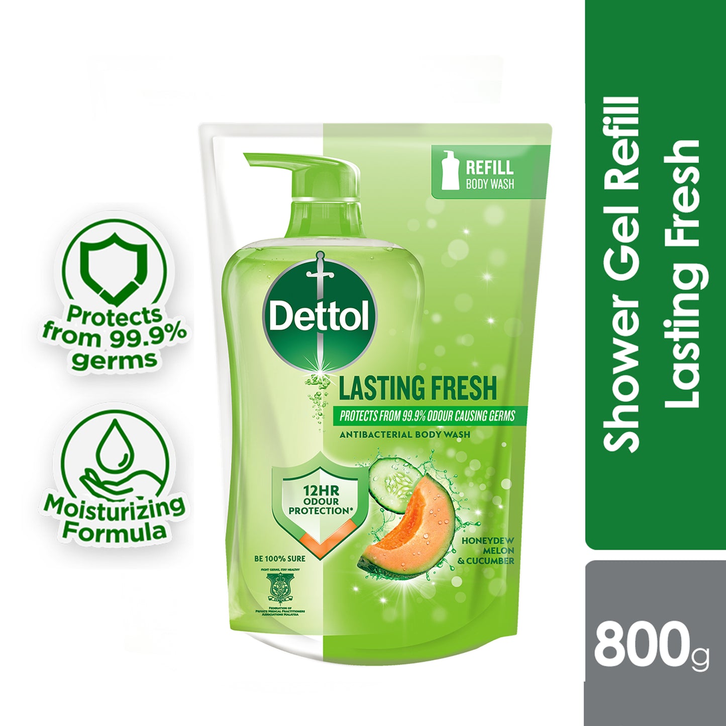 DETTOL SHOWER GEL LASTING FRESH (VALUE REFILL) 800G