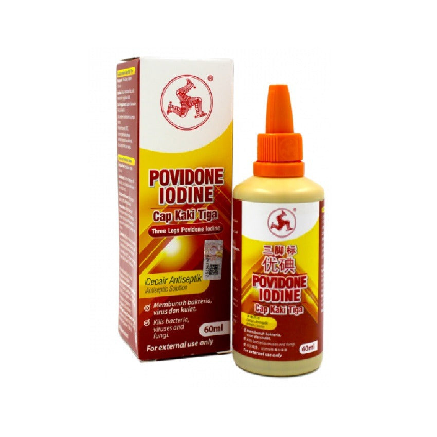 THREE LEGS POVIDONE IODINE DROPPER BOTTLE 60ML