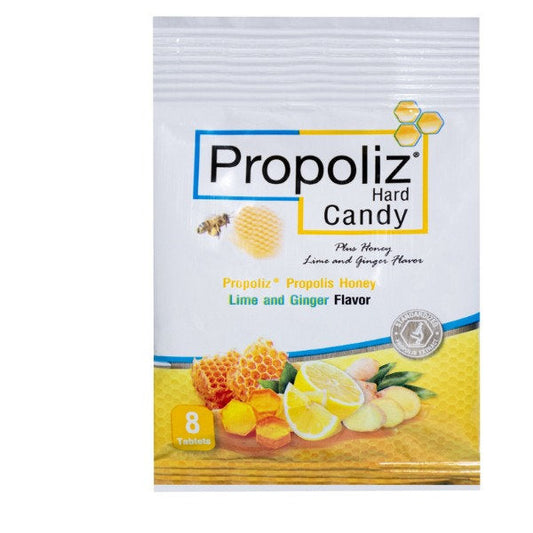 PROPOLIZ HONEY HARD CANDY LIME AND GINGER 8S