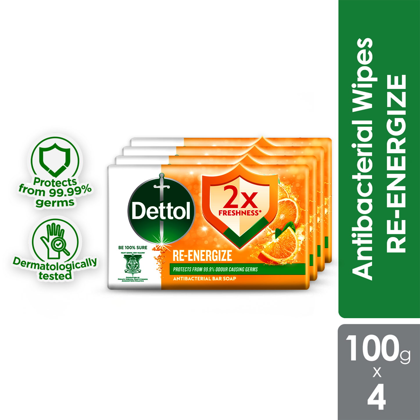 DETTOL BARSOAP RE-ENERGIZE 100G 4S (B3F1)