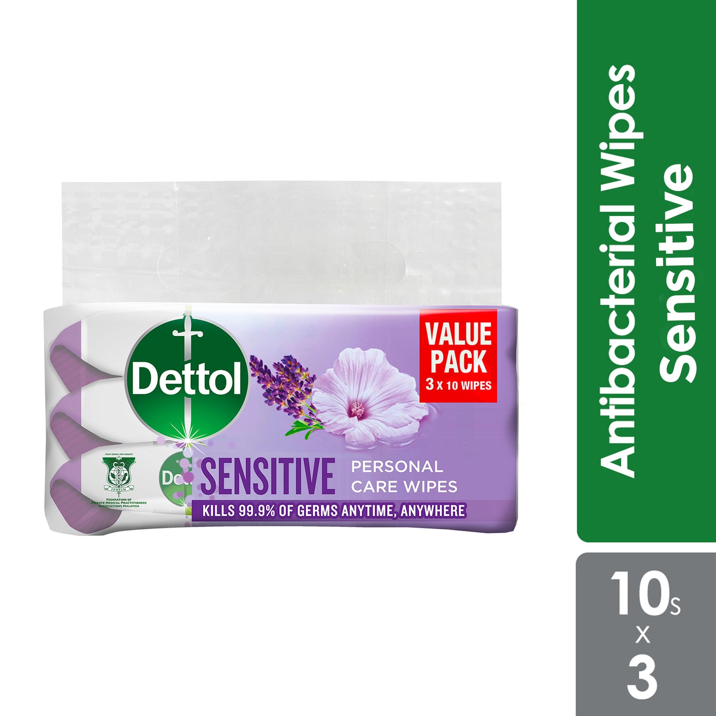 DETTOL WET WIPES SENSITIVE 10SX3