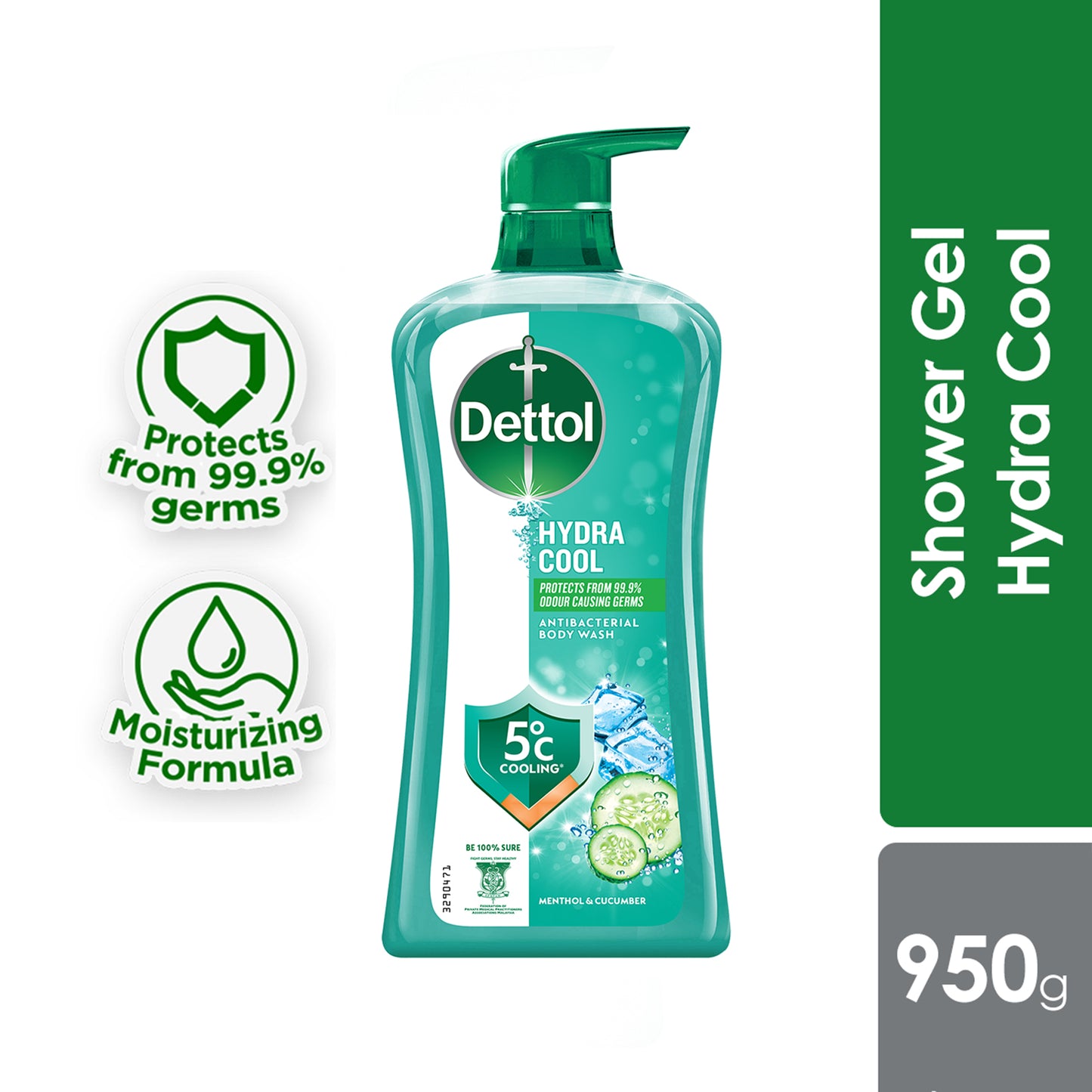 DETTOL SHOWER GEL HYDRA COOL MENTHOL CUCUMBER 950G