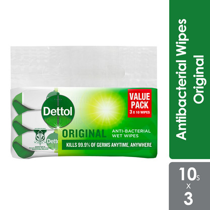 DETTOL WIPES ANTIBACTERIAL 10SX3