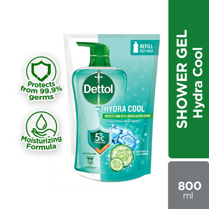 DETTOL SHOWER GEL HYDRA COOL MENTHOL CUCUMBER REFILL 800G
