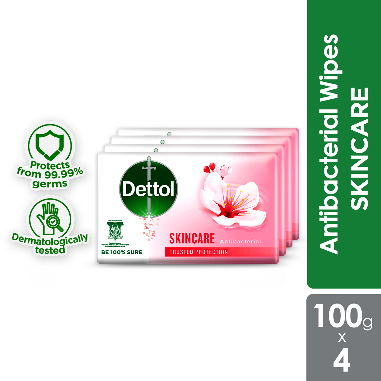 DETTOL BAR SOAP SKINCARE 100G 4S