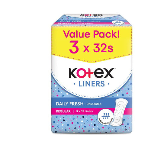 KOTEX FRESH PANTYLINER REGULAR UNSCENTED 15CM 32SX3