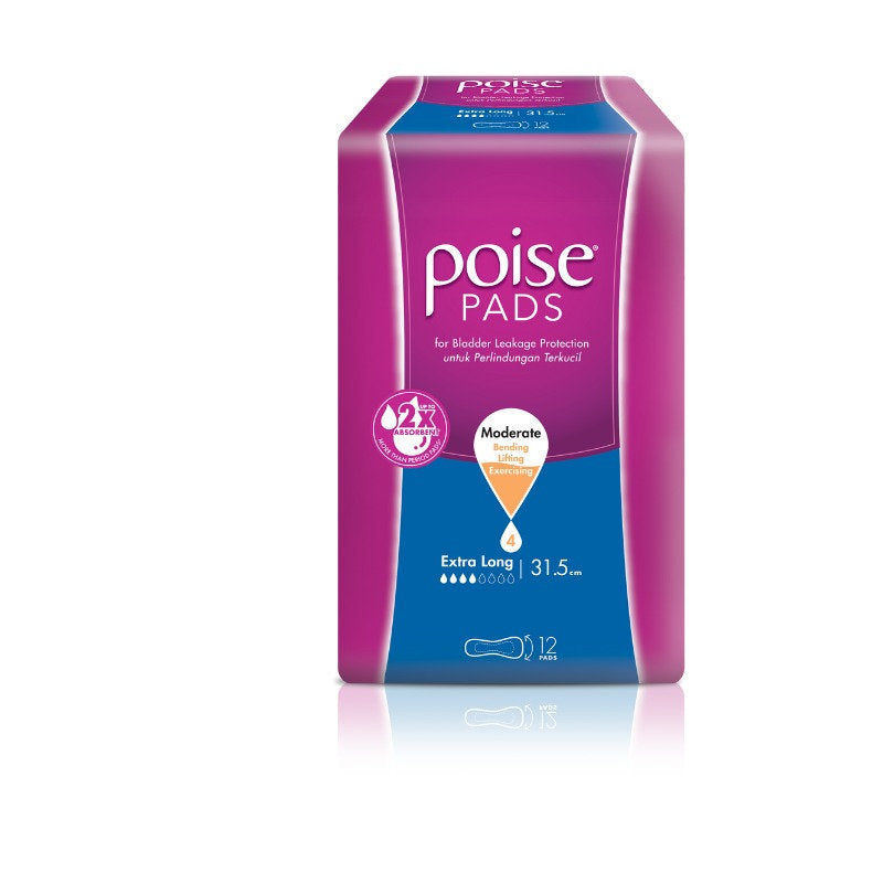 POISE PADS EXTRA LONG 12S