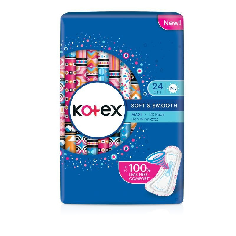 KOTEX SOFT & SMOOTH MAXI NON WING 24CM 20S