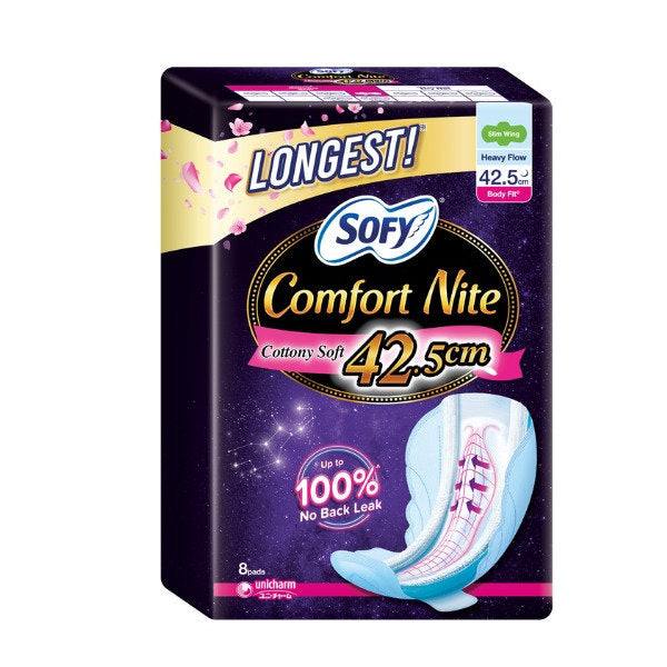 SOFY BODY FIT COMFORT NITE 42CM COTTONY SOFT SHEET WING 8 PADS