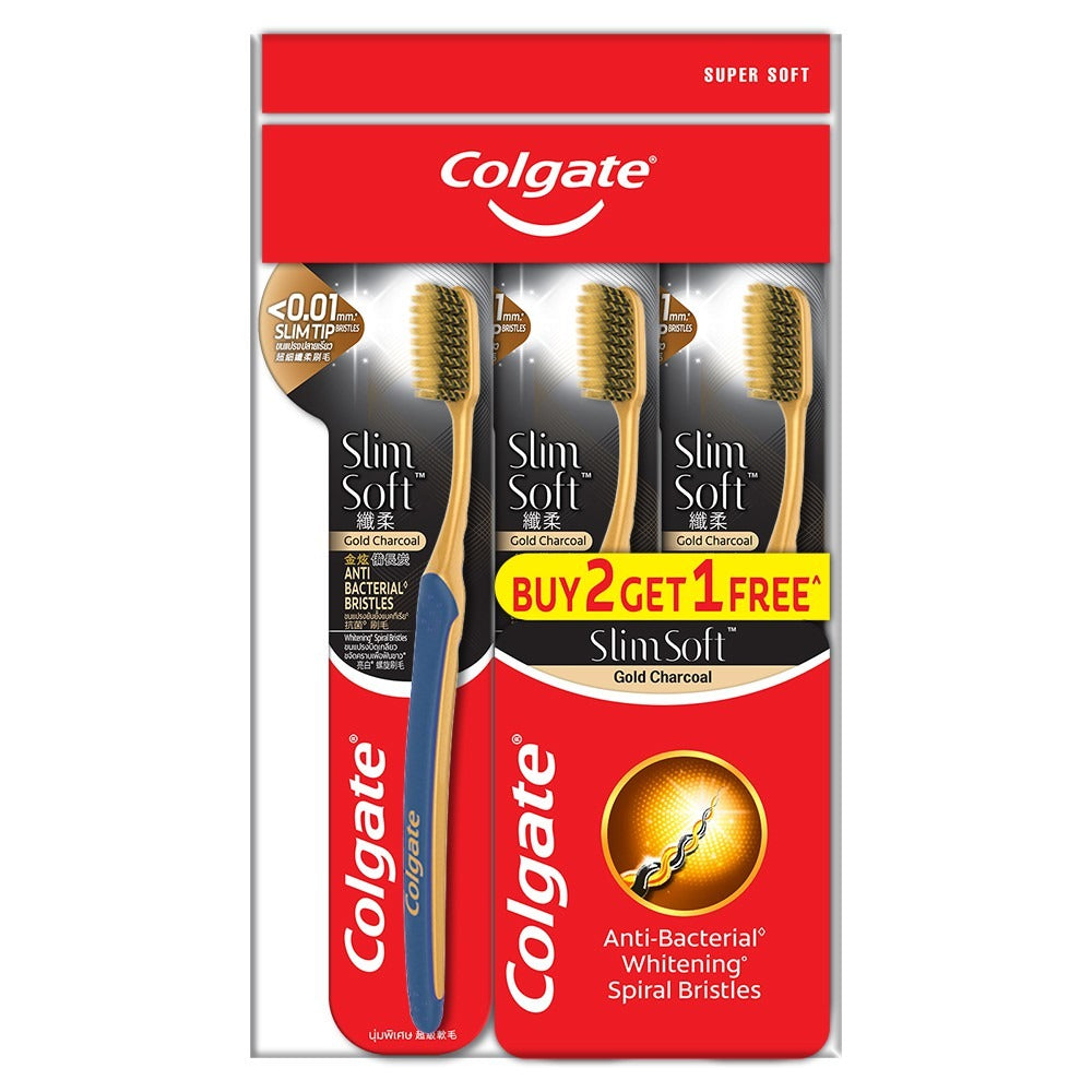 COLGATE TOOTHBRUSH SLIM SOFT CHARCOAL GOLD (B2F1)