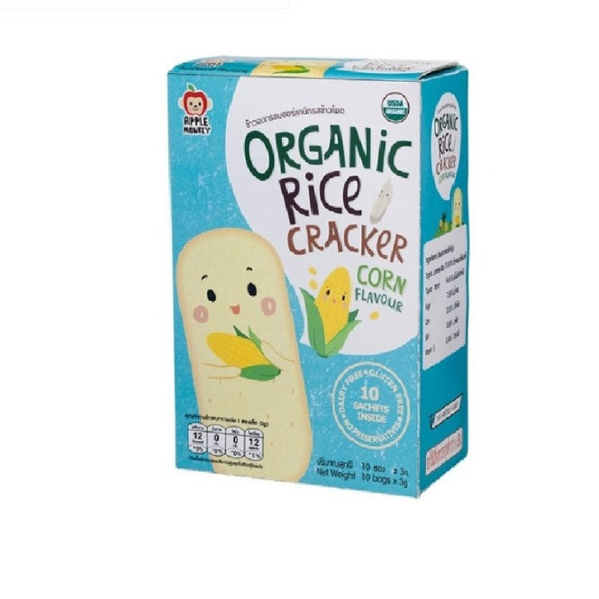 APPLE MONKEY ORGANIC RICE CRACKER CORN 30G
