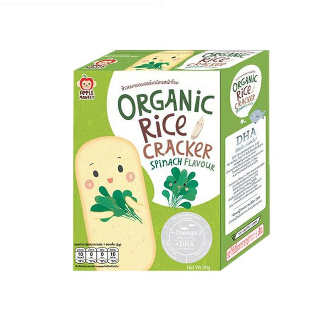 APPLE MONKEY ORGANIC RICE CRACKER SPINACH 30G