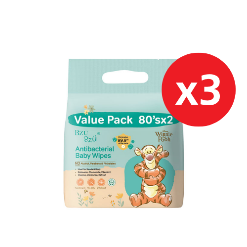 BZU BZU ANTIBACTERIAL BABY WIPES 80S X6