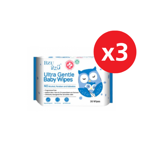 BZU BZU BABY WIPES ULTRA GENTLE 30S x3
