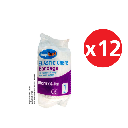 HOSPIGUARD ELASTIC CREPE BANDAGE 15CM X 4.5M 1S X 12