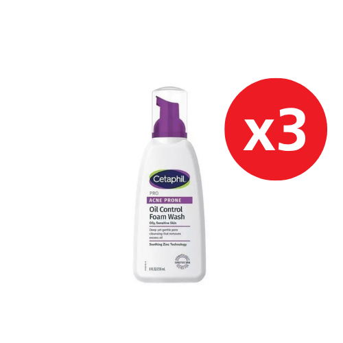 CETAPHIL PRO ACNE PRONE OIL CONTROL FOAM WASH 236ML X3
