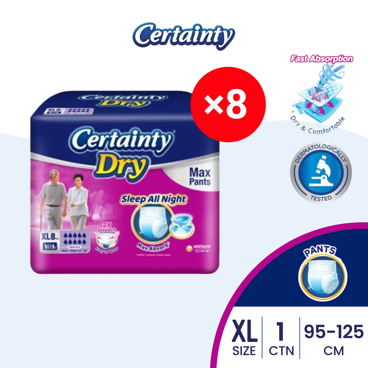 CERTAINTY MAX PANTS REGULAR PACK XL 8S X 8