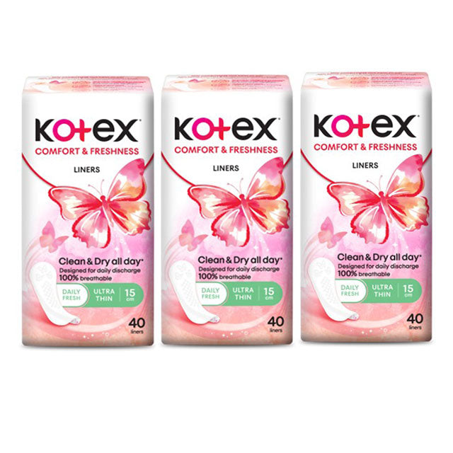 KOTEX PANTYLINER COMFORT & FRESHNESS ULTRA THIN 40S x 3