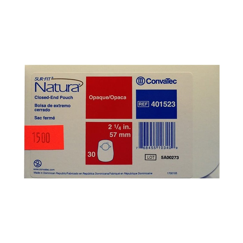 CONVATEC NATURA PLUS CLOSED END POUCH OPAQUE 57MM (416409) 30S