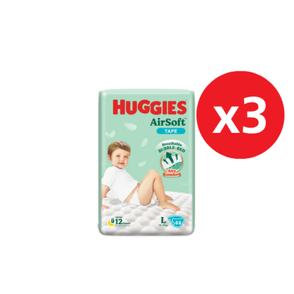 HUGGIES AIR SOFT DIAPERS L 44S × 3
