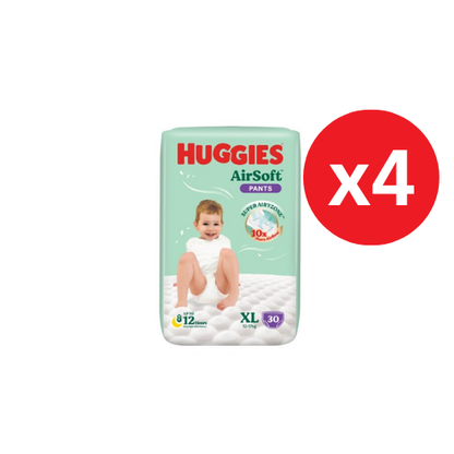 HUGGIES AIR SOFT PANTS XL 30S × 4