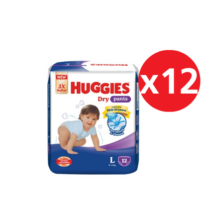 HUGGIES DRY PANTS L 12S × 12