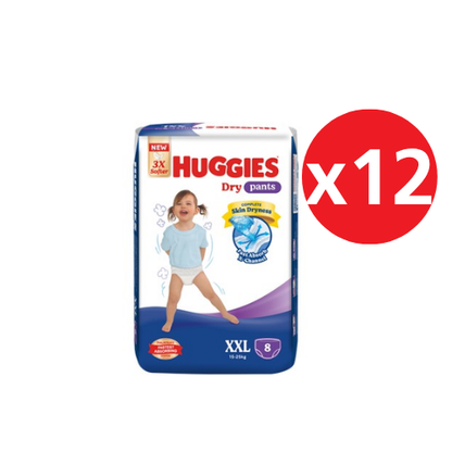 HUGGIES DRY PANTS REGULAR 15-25KG XXL 8S × 12