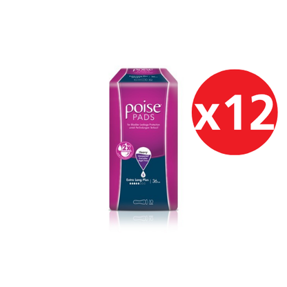 POISE PADS EXTRA LONG PLUS 10S x12