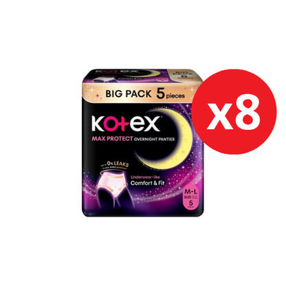 KOTEX OVERNIGHT PANTIES M/L BIG PACK 5S × 8