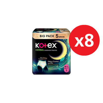 KOTEX OVERNIGT PANTIES HERBAL M/L 5S × 8