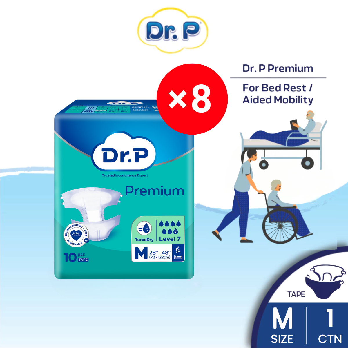 Dr P Premium Diaper M 10S × 8