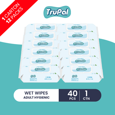 TRUPAL ADULT HYGIENIC WET WIPES 40S × 12