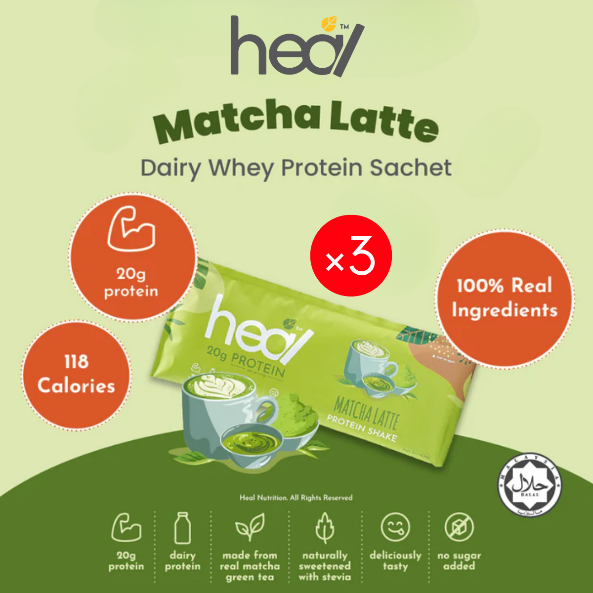 HEAL MATCHA LATTE PROTEIN 32G x 3
